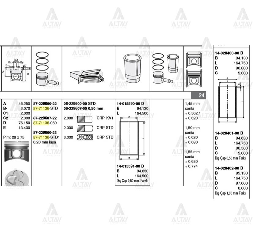 Hyundai H1 Piston Segman 1997-2006 Segmanlı H Minibüs Std OEM 8722960000 Hyundai H1 Piston Segman 1997-2006 Segmanlı H Minibüs Std OEM 8722960000